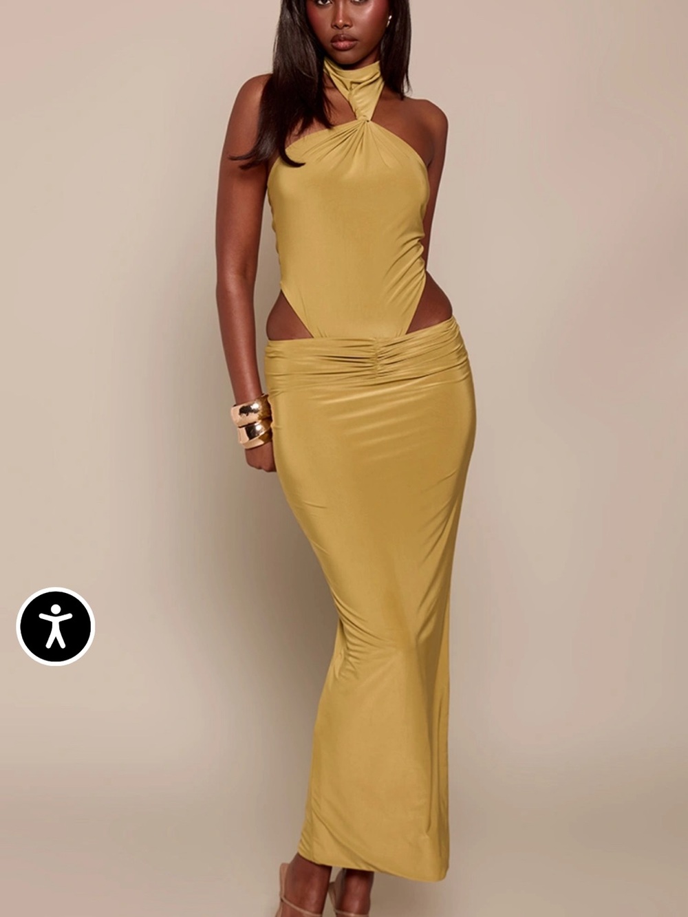 Two Piece Halter Bodysuit & Skirt Set